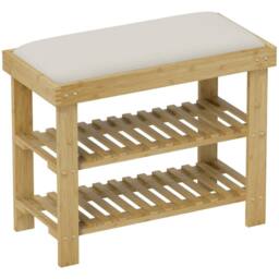 Wyld Haus Fisuso 60cm Bamboo Shoe Bench Cream White with Cushioned Seat in Natural - thumbnail 2