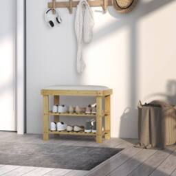 Wyld Haus Fisuso 60cm Bamboo Shoe Bench Cream White with Cushioned Seat in Natural - thumbnail 6