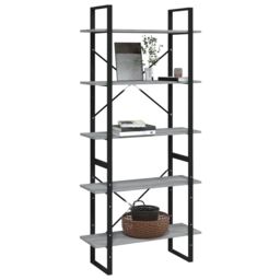 Berkfield Home 5-Tier Book Cabinet Grey Sonoma 80x30x175 cm Engineered Wood - Size: 80 x 30 x 175 cm - thumbnail 4