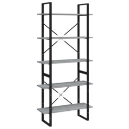 Berkfield Home 5-Tier Book Cabinet Grey Sonoma 80x30x175 cm Engineered Wood - Size: 80 x 30 x 175 cm - thumbnail 2