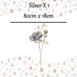 VFM e-Store Christmas Rose Spray Pick Decoration 80cm x 16cm Silver X 1 - Size: 80 cm x 16 cm - thumbnail 2