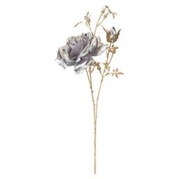 VFM e-Store Christmas Rose Spray Pick Decoration 80cm x 16cm Silver X 1 - Size: 80 cm x 16 cm