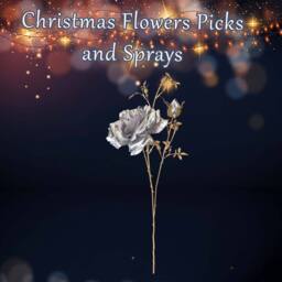 VFM e-Store Christmas Rose Spray Pick Decoration 80cm x 16cm Silver X 1 - Size: 80 cm x 16 cm - thumbnail 3