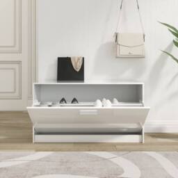 Berkfield Home Shoe Bench High Gloss White 80x24x45 cm Engineered Wood - Size: 80 x 24 x 45 cm