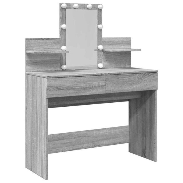 Berkfield Home Dressing Table with LED Grey Sonoma 100x40x130 cm - Size: 100 x 40 x 130 cm - image 1