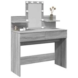 Berkfield Home Dressing Table with LED Grey Sonoma 100x40x130 cm - Size: 100 x 40 x 130 cm - thumbnail 4