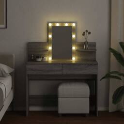 Berkfield Home Dressing Table with LED Grey Sonoma 100x40x130 cm - Size: 100 x 40 x 130 cm - thumbnail 3