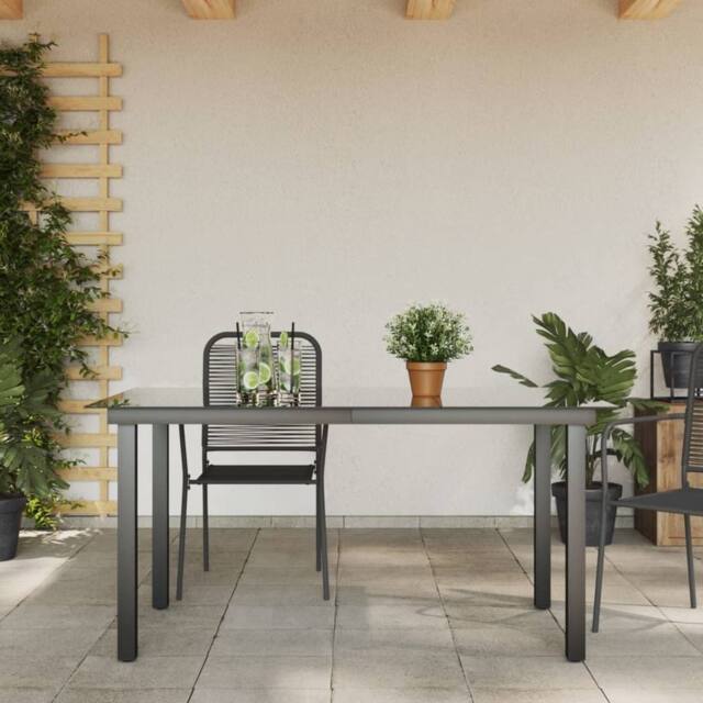 Berkfield Home Garden Table Black 150x90x74 cm Aluminium & Glass - Size: 150 x 90 x 74 cm - image 1