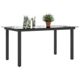 Berkfield Home Garden Table Black 150x90x74 cm Aluminium & Glass - Size: 150 x 90 x 74 cm - thumbnail 4