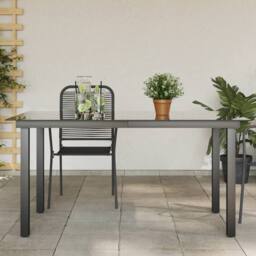 Berkfield Home Garden Table Black 150x90x74 cm Aluminium & Glass - Size: 150 x 90 x 74 cm - thumbnail 2