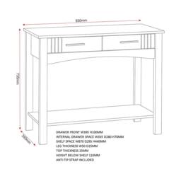 Seconique Tessa 2 Drawer Console Table in Natural - thumbnail 8