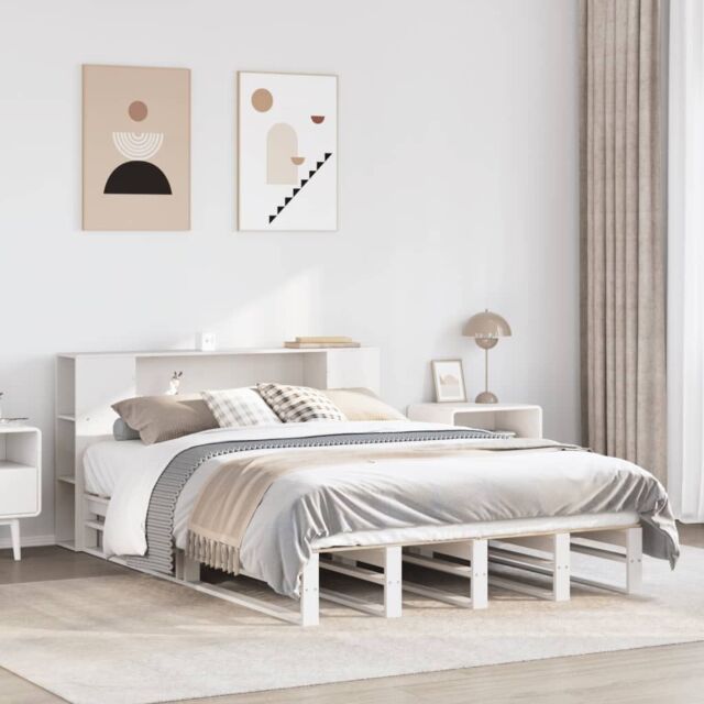 Berkfield Home Bookcase Bed without Mattress White 150x200 cm King Size Solid Wood - image 1