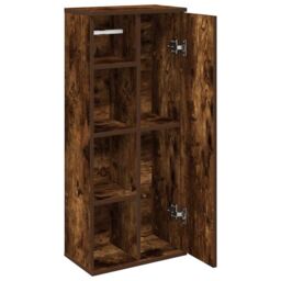 Berkfield Home Bathroom Cabinet with Roll Holder Smoked Oak 39x22x90 cm in Brown - Size: 39 x 22 x 90 cm - thumbnail 5