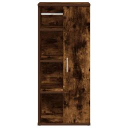 Berkfield Home Bathroom Cabinet with Roll Holder Smoked Oak 39x22x90 cm in Brown - Size: 39 x 22 x 90 cm - thumbnail 4