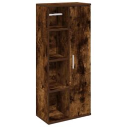 Berkfield Home Bathroom Cabinet with Roll Holder Smoked Oak 39x22x90 cm in Brown - Size: 39 x 22 x 90 cm - thumbnail 2