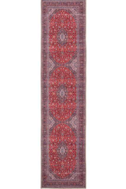 Kukoon Red Traditional Floral Hallway Runner Rug Non Slip & Washable - Size: 60 cm x 240 cm - image 1