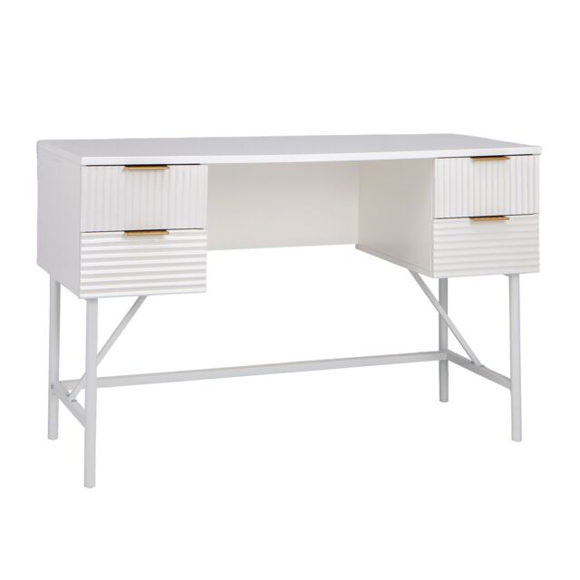 Costway Home Office Desk Computer Desk Study Writing Table PC Workstation W/ 4 Drawers in White - image 1