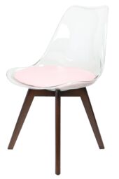 Fusion Living Soho Clear Plastic Dining Chair with Squared Dark Wood Legs in Dusty Pink - thumbnail 2