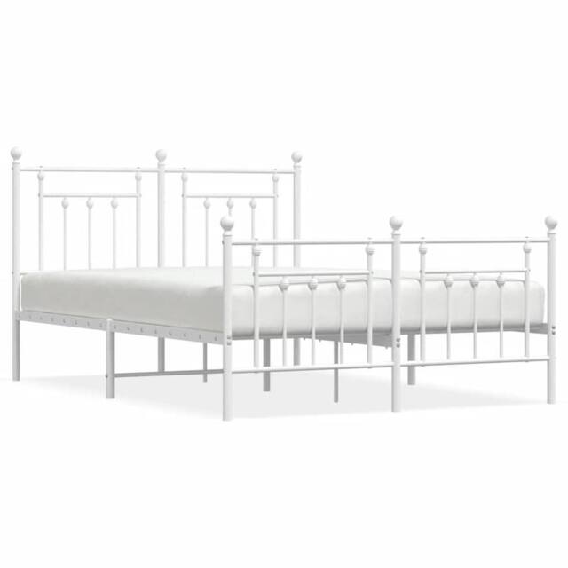 Berkfield Home Metal Bed Frame with Headboard & Footboard White 140x200 cm - image 1
