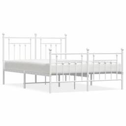 Berkfield Home Metal Bed Frame with Headboard & Footboard White 140x200 cm - thumbnail 1