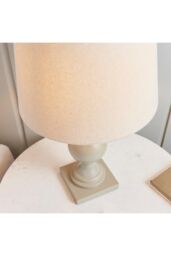 Netlighting Marsham Table Lamp Ivory Linen Effect Taupe Painted Wood E14 in White - thumbnail 6