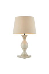 Netlighting Marsham Table Lamp Ivory Linen Effect Taupe Painted Wood E14 in White