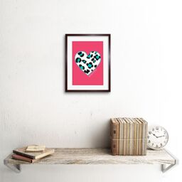"Artery8 Wall Art Print Pink Teal Leopard Beautiful Art Framed 9x7 inch in Brown - Size: W7"" x H9""" - thumbnail 2