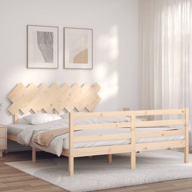 Berkfield Home Bed Frame with Headboard 160x200 cm Solid Wood in Brown - image 1