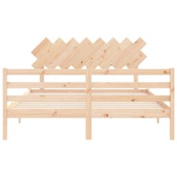 Berkfield Home Bed Frame with Headboard 160x200 cm Solid Wood in Brown - thumbnail 6