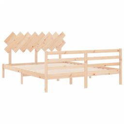 Berkfield Home Bed Frame with Headboard 160x200 cm Solid Wood in Brown - thumbnail 5