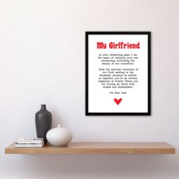"Artery8 Love Poem Unicorn Magic Girlfriend Romance Poetry Framed Art Print in White - Size: W12"" x H16""" - thumbnail 4