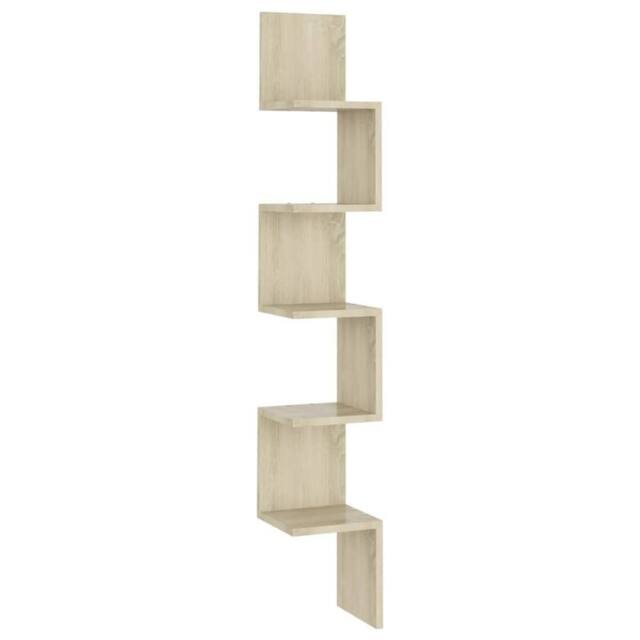 Berkfield Home Wall Corner Shelf Sonoma Oak 20x20x127.5 cm Engineered Wood in Light Oak - image 1