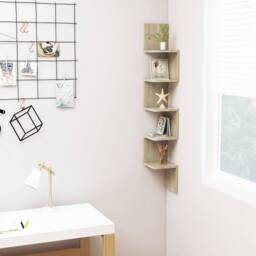 Berkfield Home Wall Corner Shelf Sonoma Oak 20x20x127.5 cm Engineered Wood in Light Oak - thumbnail 2