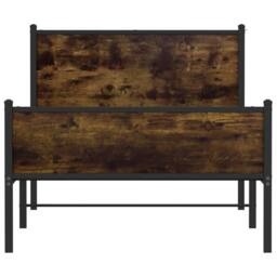 Berkfield Home Metal Bed Frame without Mattress Smoked Oak 100x190 cm in Brown - thumbnail 5
