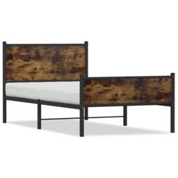 Berkfield Home Metal Bed Frame without Mattress Smoked Oak 100x190 cm in Brown - thumbnail 3