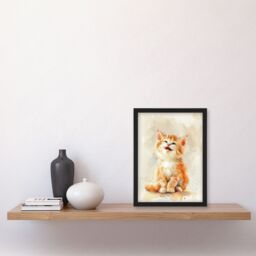 "Artery8 Cute Happy Fluffy Ragdoll Kitten Orange Cat Lover Framed Wall Art - Size: W12"" x H16""" - thumbnail 4