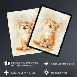 "Artery8 Cute Happy Fluffy Ragdoll Kitten Orange Cat Lover Framed Wall Art - Size: W12"" x H16""" - thumbnail 2