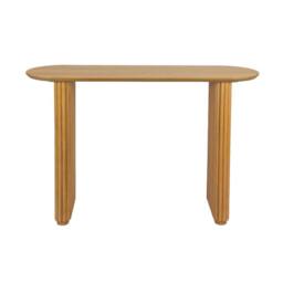 sweeek Oval console rubberwood & oak-effect veneer in Brown - thumbnail 3