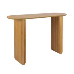sweeek Oval console rubberwood & oak-effect veneer in Brown - thumbnail 2