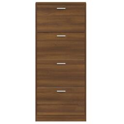 Berkfield Home Shoe Cabinet Brown Oak 59x17x150 cm Engineered Wood - Size: 59 x 17 x 150 cm - thumbnail 6