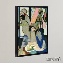 "Artery8 The Cafe Abstract Painting Kirchner Black Framed Canvas Wall Art Print - Size: W12"" x H16""" - thumbnail 2