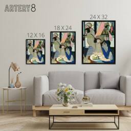 "Artery8 The Cafe Abstract Painting Kirchner Black Framed Canvas Wall Art Print - Size: W12"" x H16""" - thumbnail 4