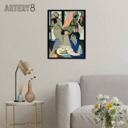 "Artery8 The Cafe Abstract Painting Kirchner Black Framed Canvas Wall Art Print - Size: W12"" x H16""" - thumbnail 3