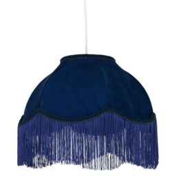First Choice Lighting Fringe - Navy Blue Velvet Fringed Pendant or Lamp Shade
