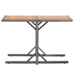 Berkfield Home Garden Table Anthracite Poly Rattan & Solid Acacia Wood in Black - thumbnail 2