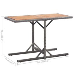 Berkfield Home Garden Table Anthracite Poly Rattan & Solid Acacia Wood in Black - thumbnail 5
