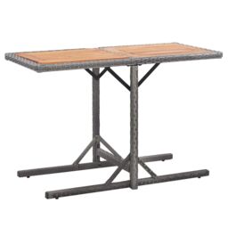 Berkfield Home Garden Table Anthracite Poly Rattan & Solid Acacia Wood in Black - thumbnail 1