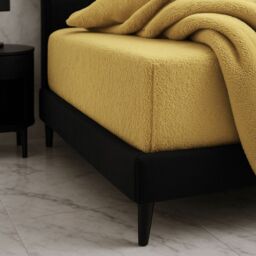 Snug City Teddy Fitted Sheet 30cm Extra Deep Soft Cuddly Soft Touch Bedding in Yellow - Size: Double