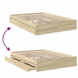 Berkfield Home Modern Bed Frame with Drawers without Mattress Sonoma Oak 120x200 cm in Light Tan - Size: Small Double - thumbnail 7