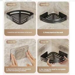 Kelvenix 3 layer Organiser Storage Rack Corner Shower Caddy Self in Black - thumbnail 5